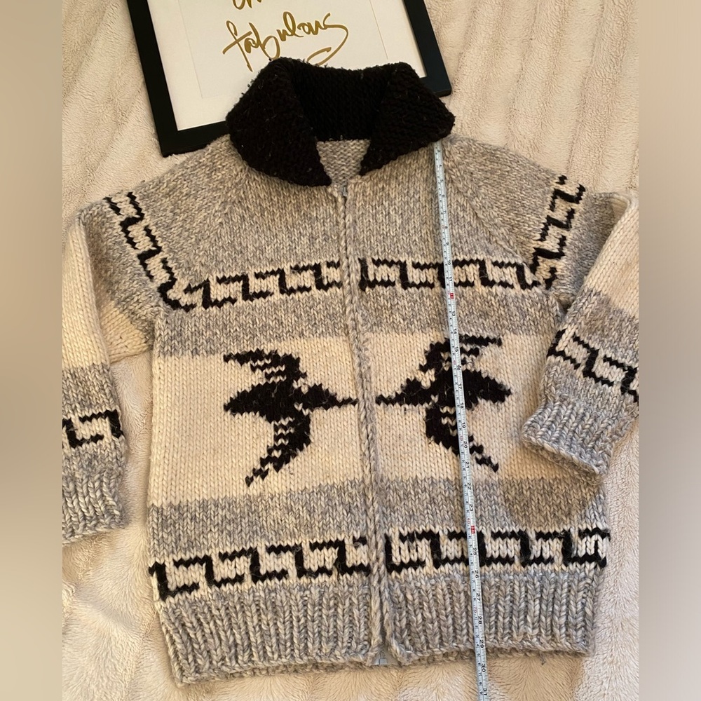 Cowichan Wool Loon Cardigan Large/XL Excel Vintage Used Cond Canadiana Hand Knit - Picture 14 of 16